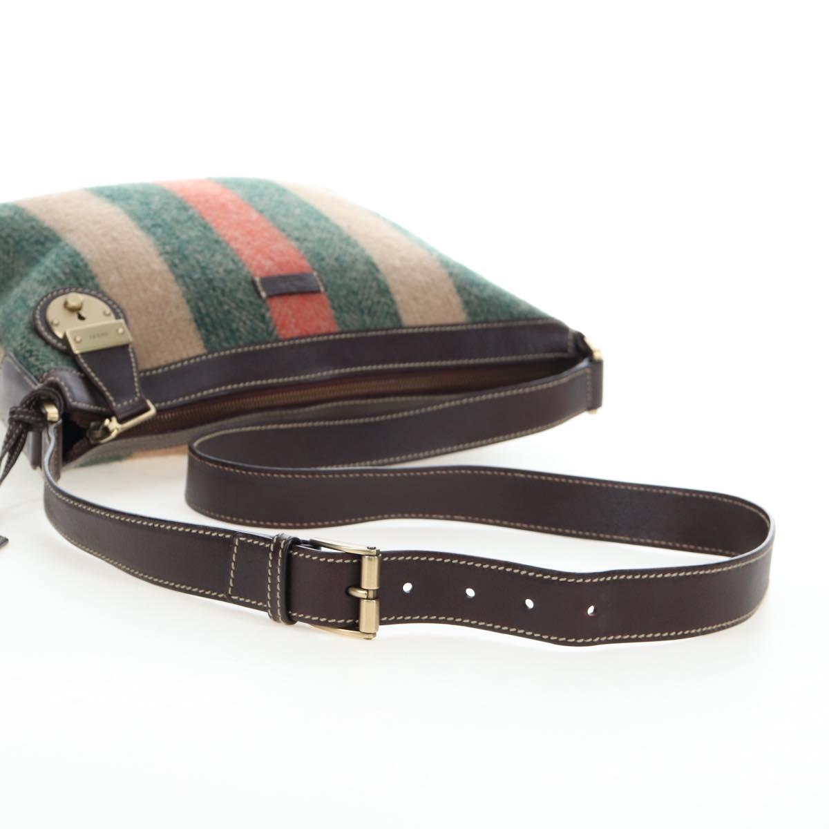 GUCCI Shoulder Bag Wool Brown Gold 148476 Auth 194590V
