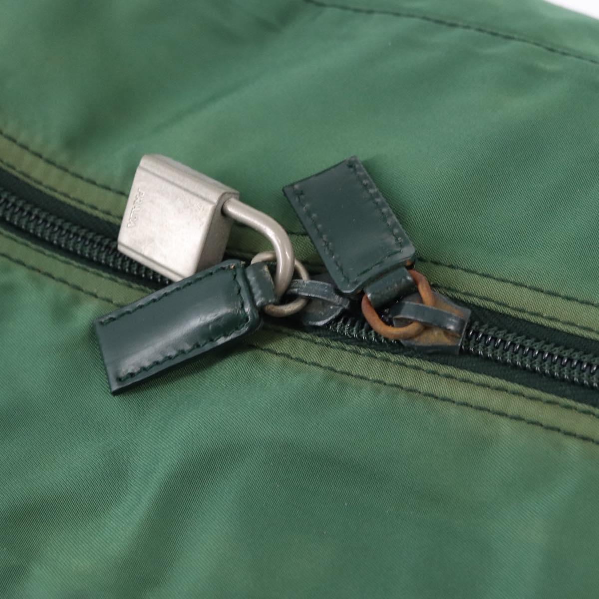 PRADA Boston Bag Nylon 2way Green Silver Auth 194594