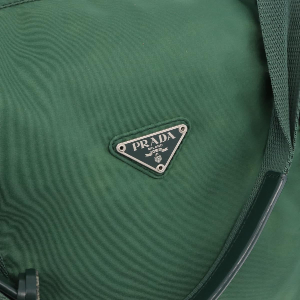 PRADA Boston Bag Nylon 2way Green Silver Auth 194594