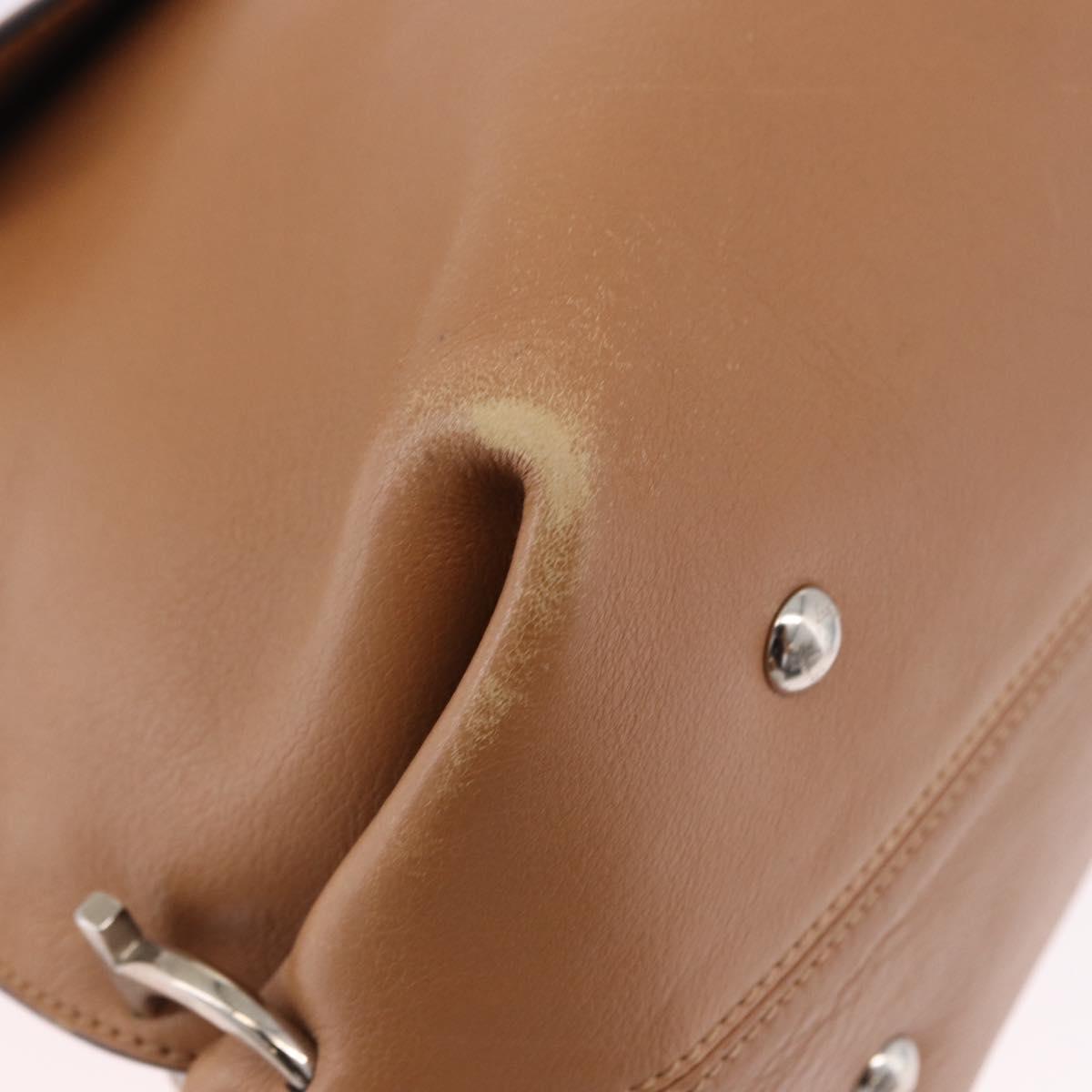 Salvatore Ferragamo Sofia Gancini Hand Bag Leather 2way Beige Silver Auth 194596A
