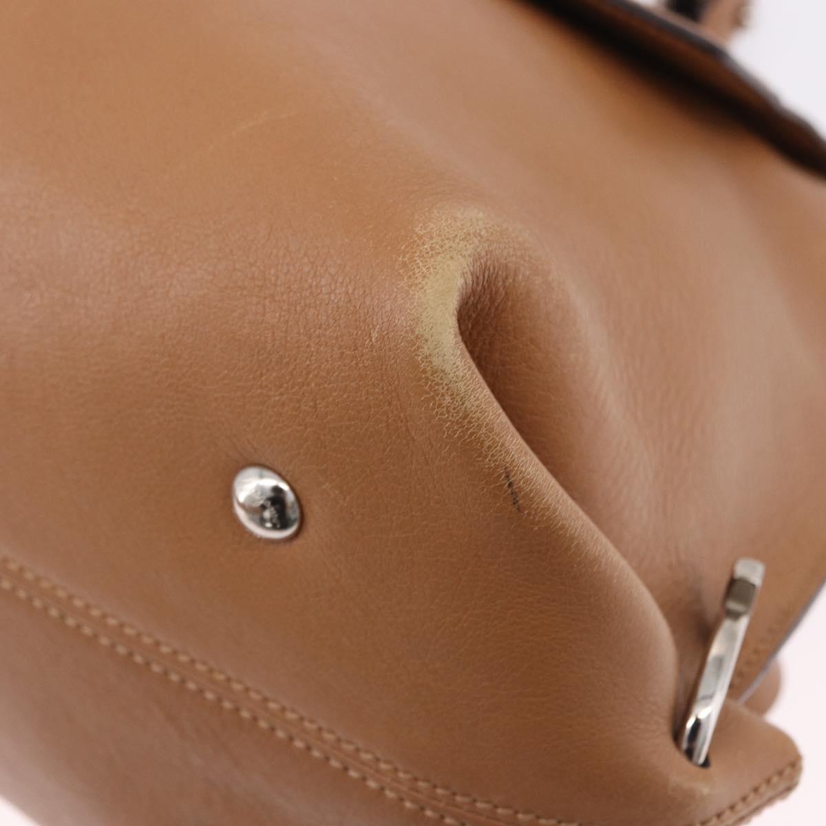 Salvatore Ferragamo Sofia Gancini Hand Bag Leather 2way Beige Silver Auth 194596A
