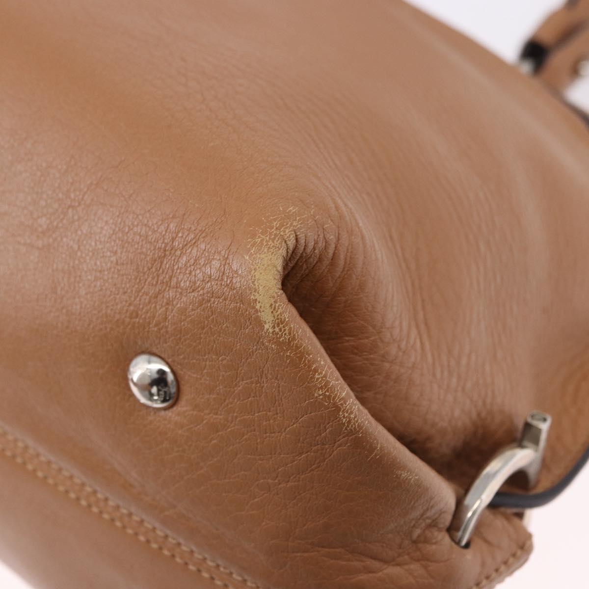 Salvatore Ferragamo Sofia Gancini Hand Bag Leather 2way Beige Silver Auth 194596A