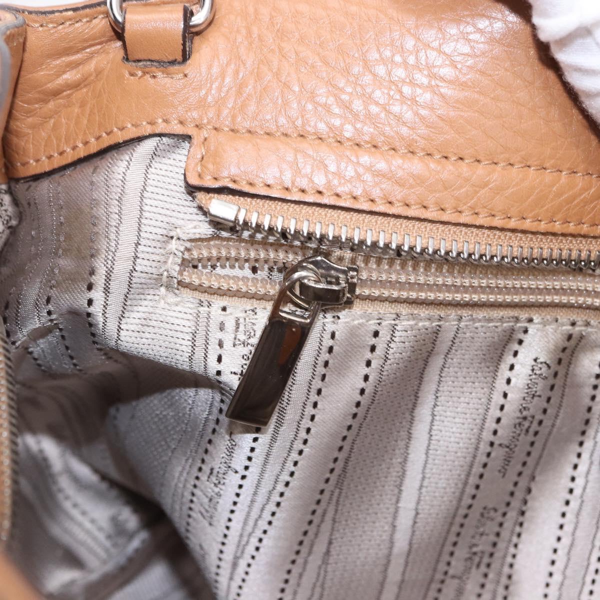 Salvatore Ferragamo Sofia Gancini Hand Bag Leather 2way Beige Silver Auth 194596A