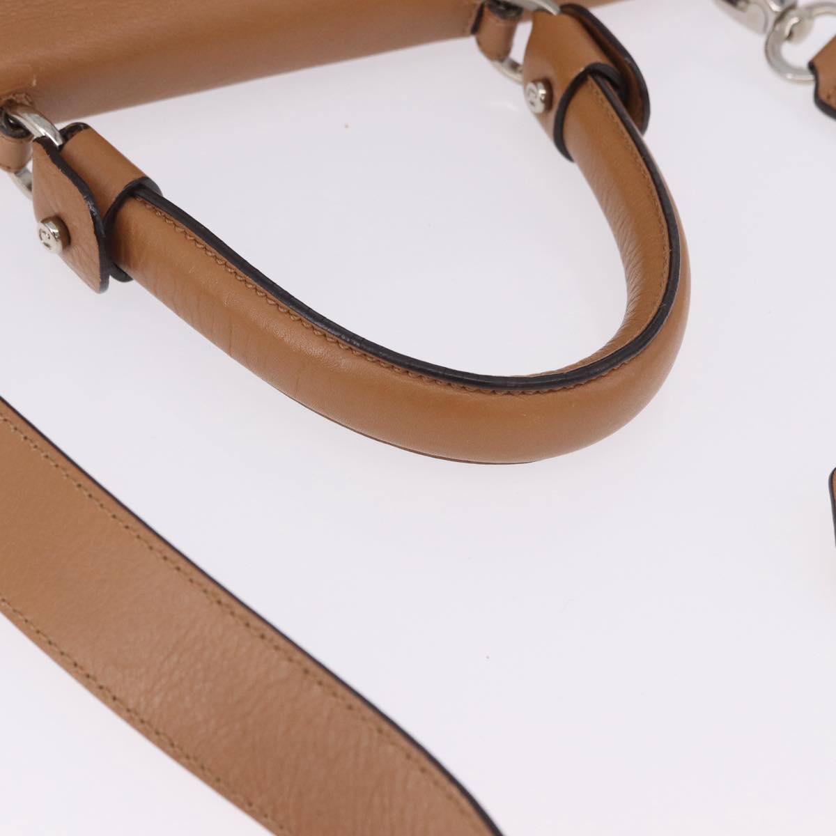 Salvatore Ferragamo Sofia Gancini Hand Bag Leather 2way Beige Silver Auth 194596A