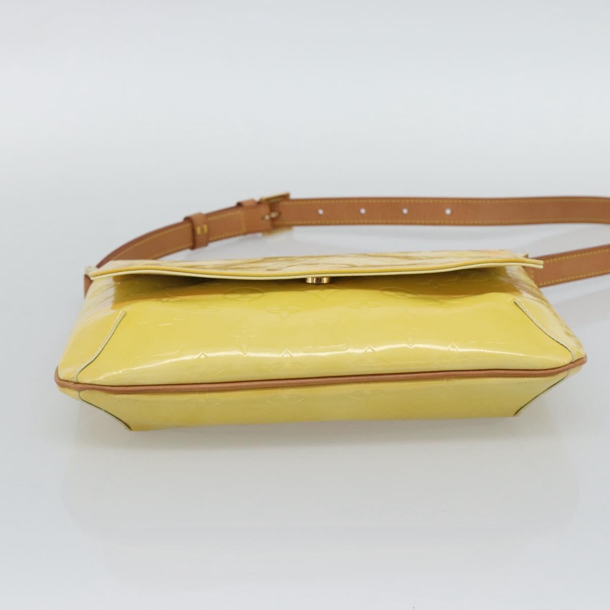 LOUIS VUITTON Monogram Vernis Thompson Street Bag Lime Yellow M91071 Auth 194603