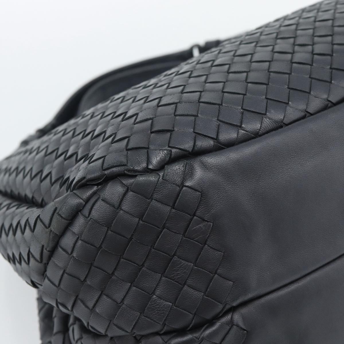 BOTTEGA VENETA INTRECCIATO Campana Bag Leather Black Silver Auth 194606SAV