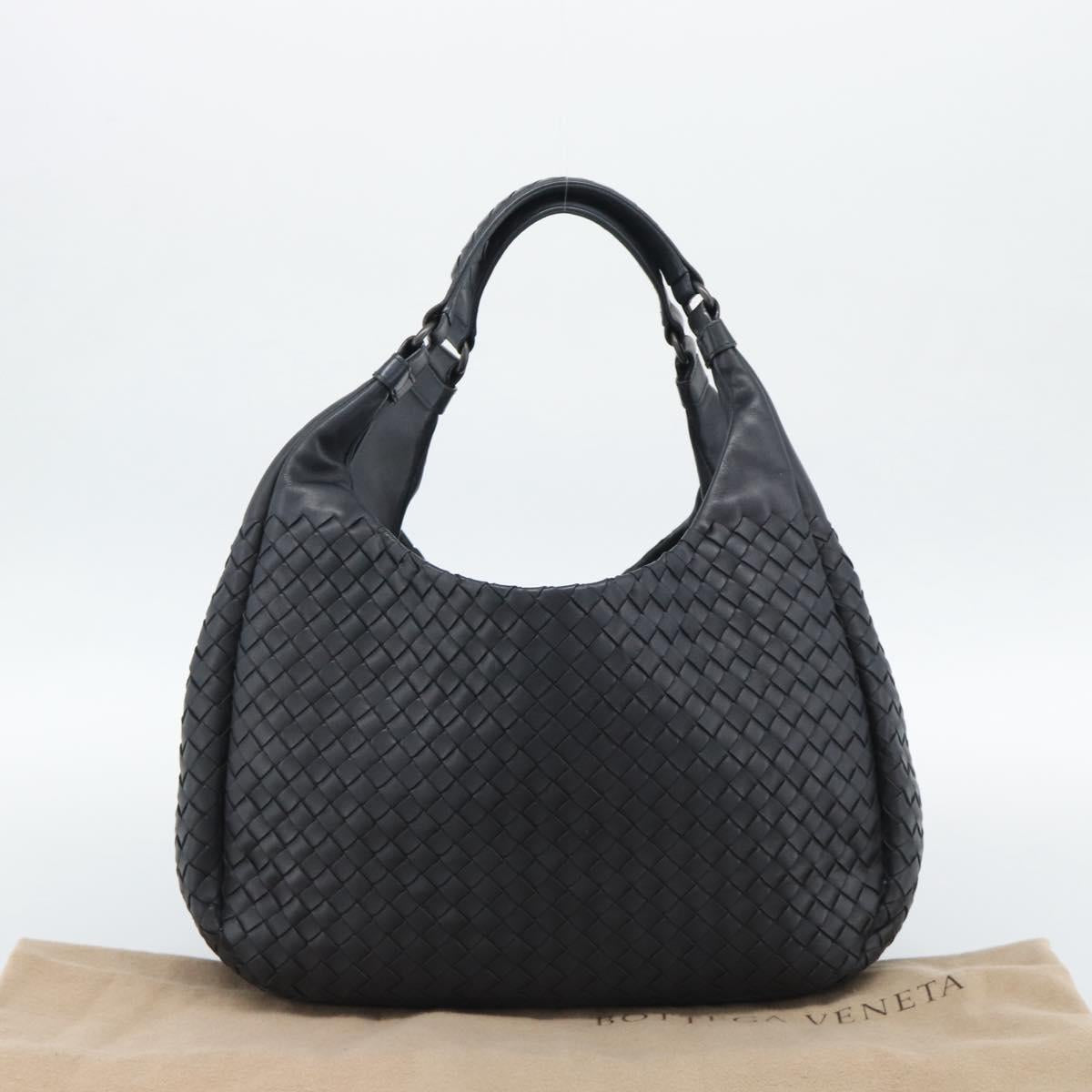BOTTEGA VENETA INTRECCIATO Campana Bag Leather Black Silver Auth 194606SAV