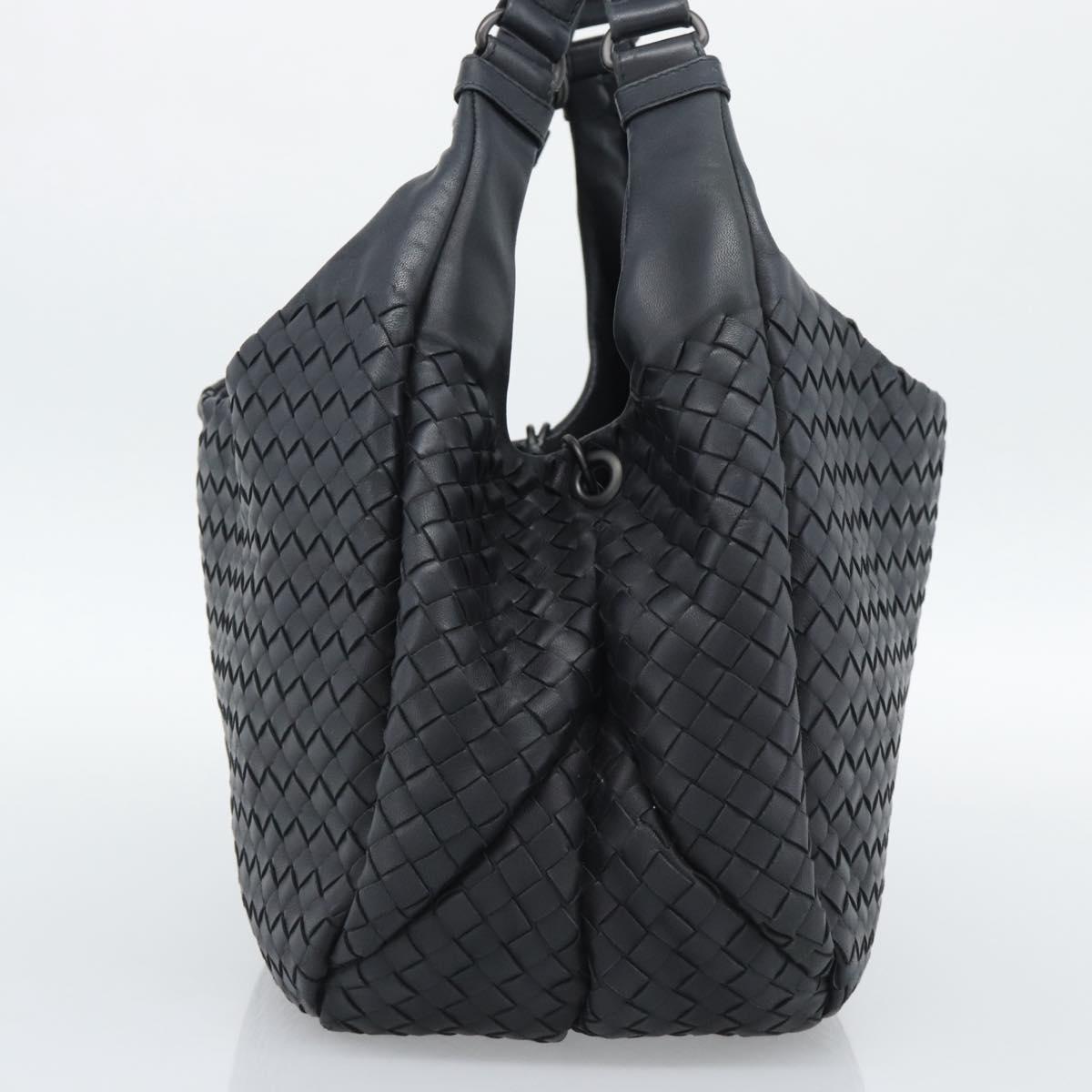 BOTTEGA VENETA INTRECCIATO Campana Bag Leather Black Silver Auth 194606SAV