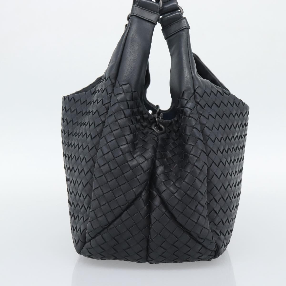 BOTTEGA VENETA INTRECCIATO Campana Bag Leather Black Silver Auth 194606SAV