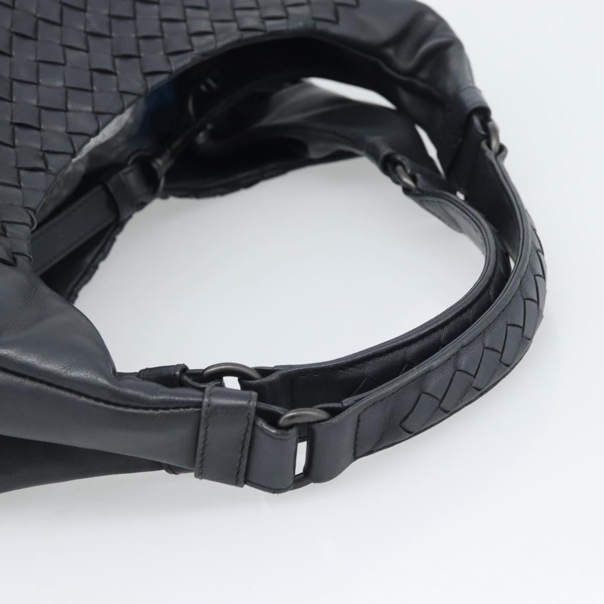 BOTTEGA VENETA INTRECCIATO Campana Bag Leather Black Silver Auth 194606SAV
