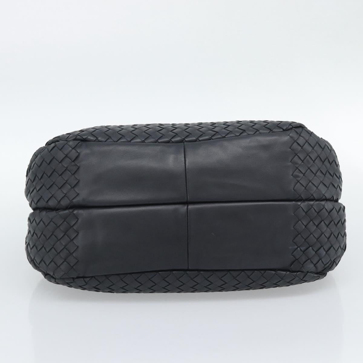 BOTTEGA VENETA INTRECCIATO Campana Bag Leather Black Silver Auth 194606SAV