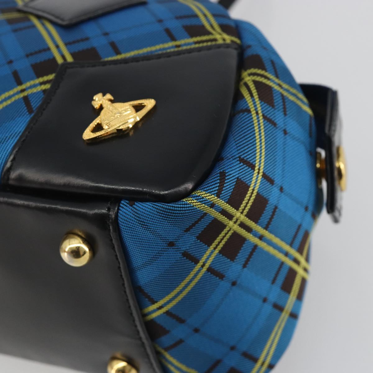 Vivienne Westwood Hand Bag Canvas Blue Gold Auth 194607A