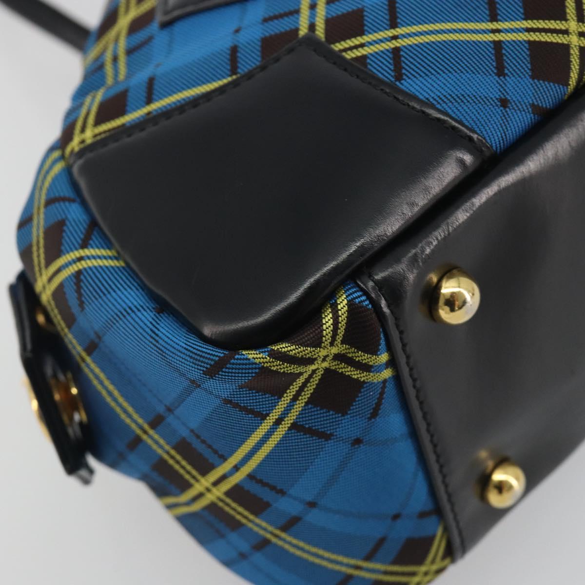 Vivienne Westwood Hand Bag Canvas Blue Gold Auth 194607A