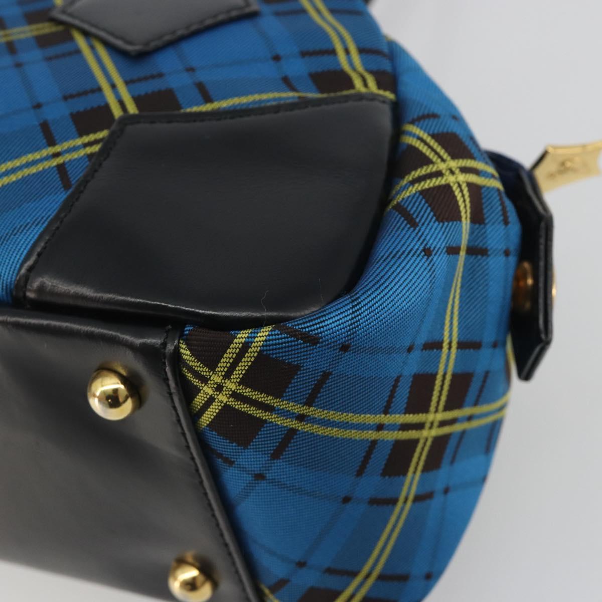 Vivienne Westwood Hand Bag Canvas Blue Gold Auth 194607A