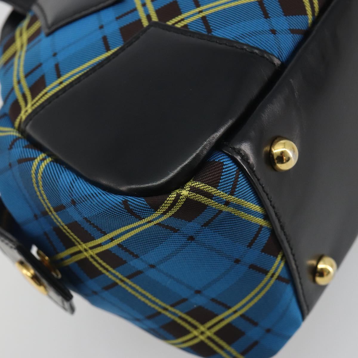 Vivienne Westwood Hand Bag Canvas Blue Gold Auth 194607A