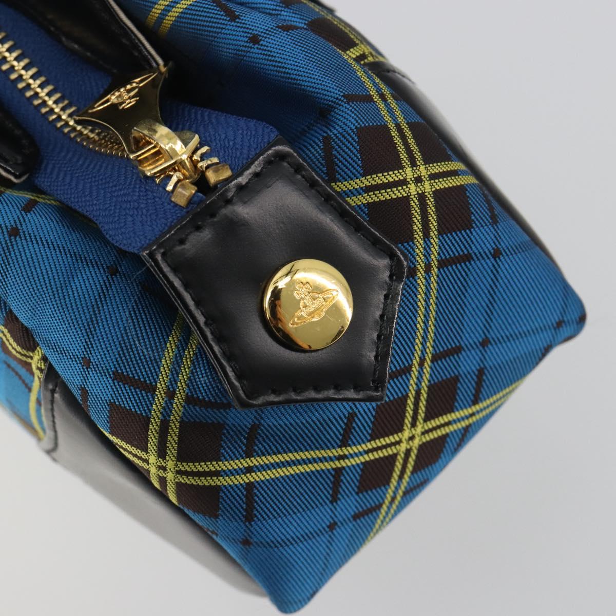 Vivienne Westwood Hand Bag Canvas Blue Gold Auth 194607A