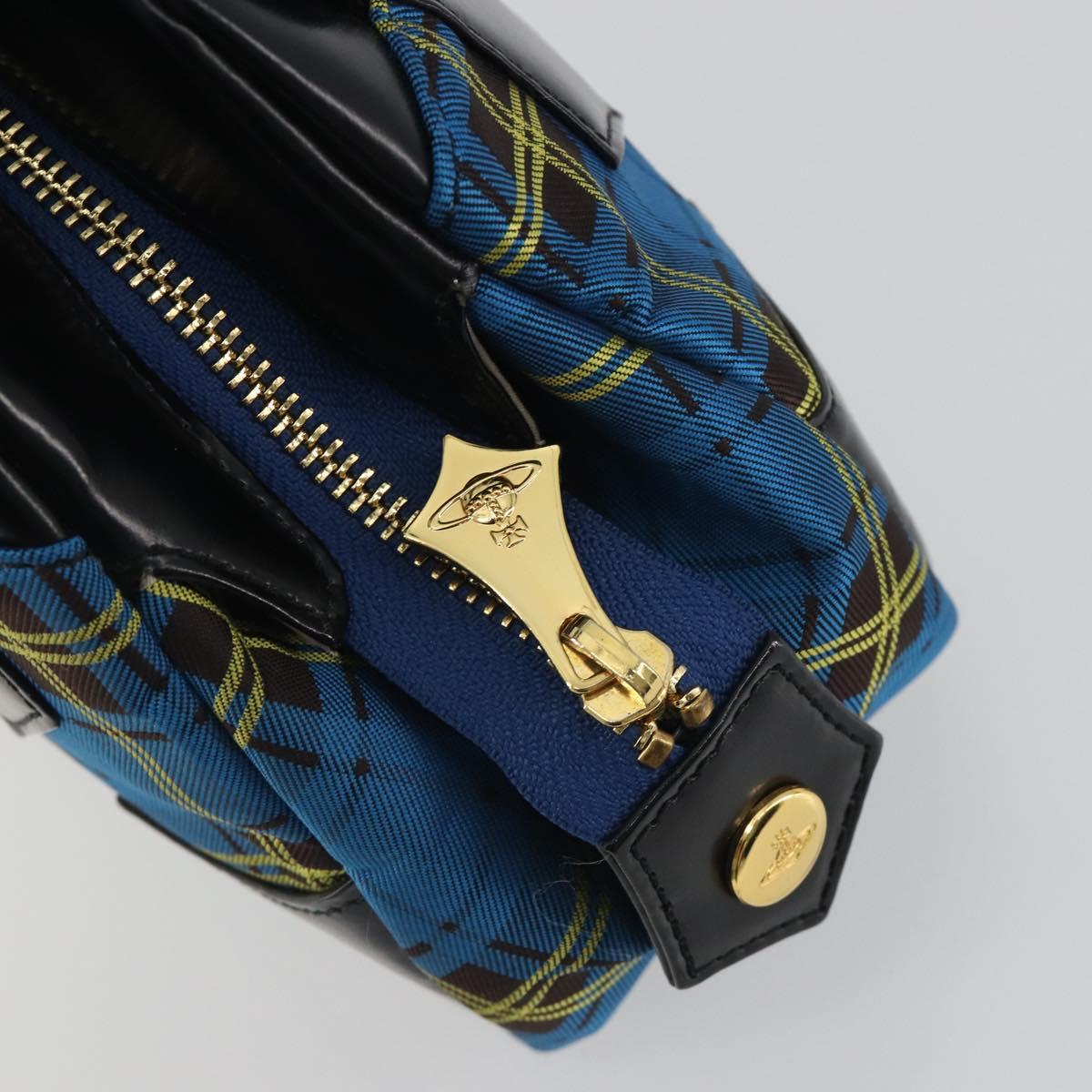 Vivienne Westwood Hand Bag Canvas Blue Gold Auth 194607A