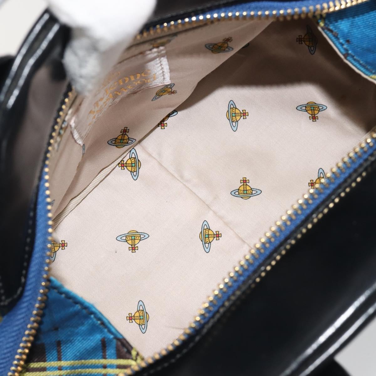 Vivienne Westwood Hand Bag Canvas Blue Gold Auth 194607A