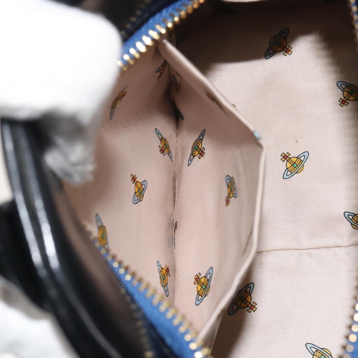 Vivienne Westwood Hand Bag Canvas Blue Gold Auth 194607A