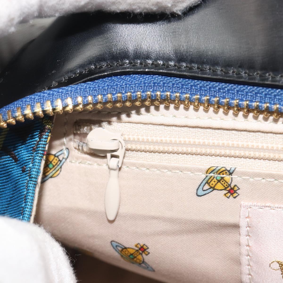 Vivienne Westwood Hand Bag Canvas Blue Gold Auth 194607A