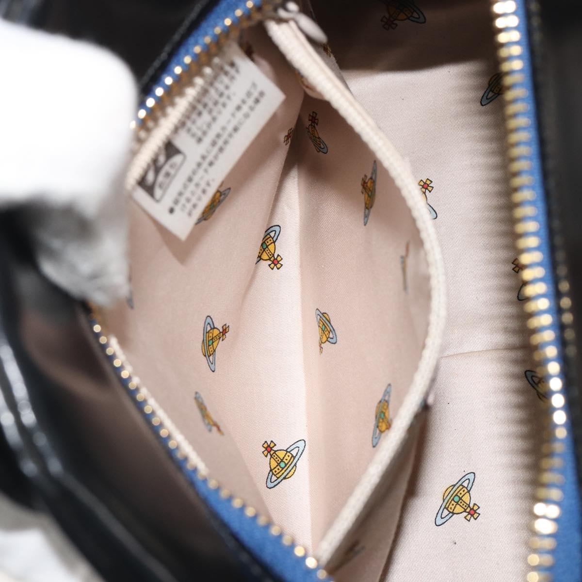 Vivienne Westwood Hand Bag Canvas Blue Gold Auth 194607A