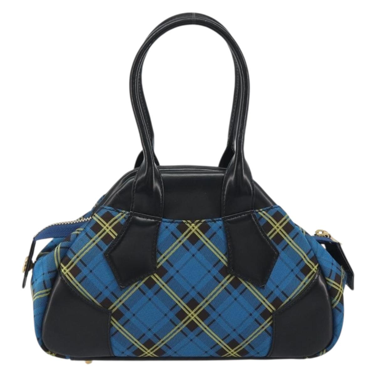 Vivienne Westwood Hand Bag Canvas Blue Gold Auth 194607A