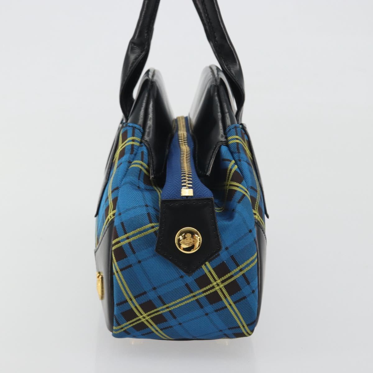 Vivienne Westwood Hand Bag Canvas Blue Gold Auth 194607A