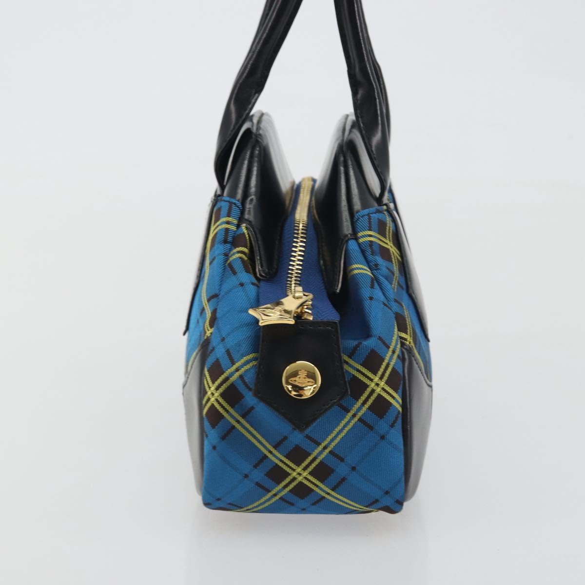 Vivienne Westwood Hand Bag Canvas Blue Gold Auth 194607A