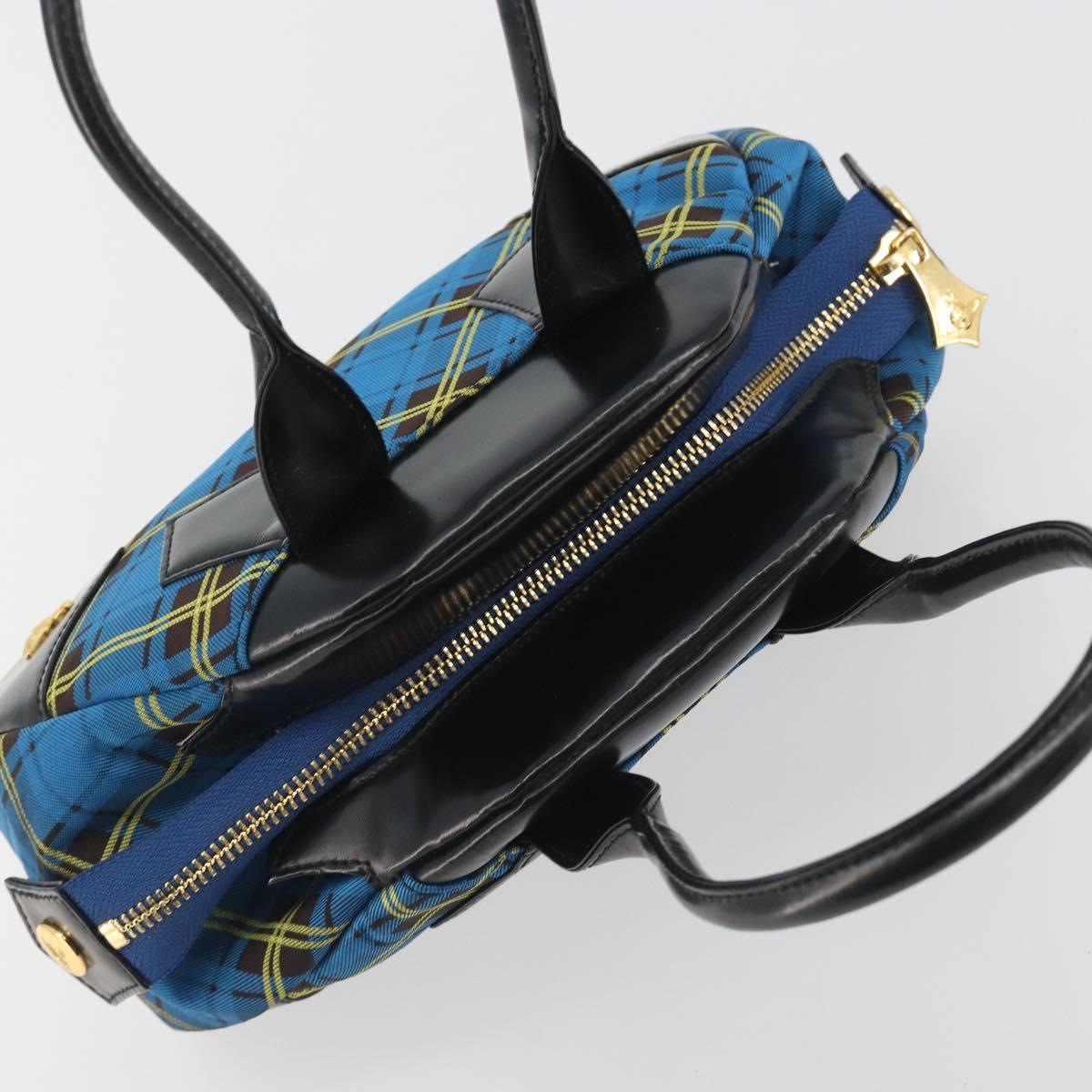 Vivienne Westwood Hand Bag Canvas Blue Gold Auth 194607A