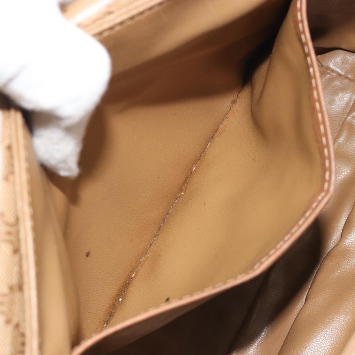 CELINE Macadam Canvas Shoulder Bag PVC Beige Gold Auth 194609