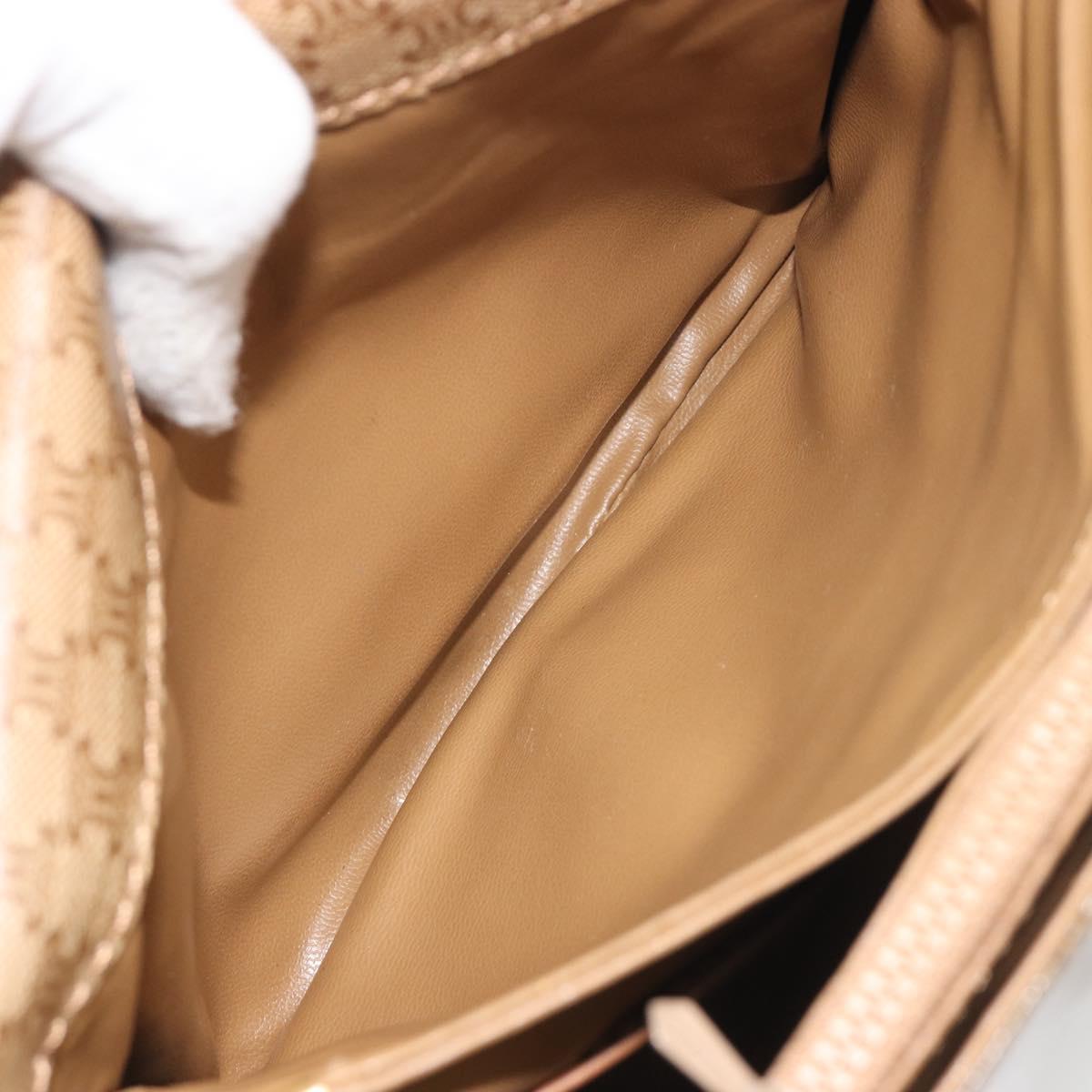 CELINE Macadam Canvas Shoulder Bag PVC Beige Gold Auth 194609