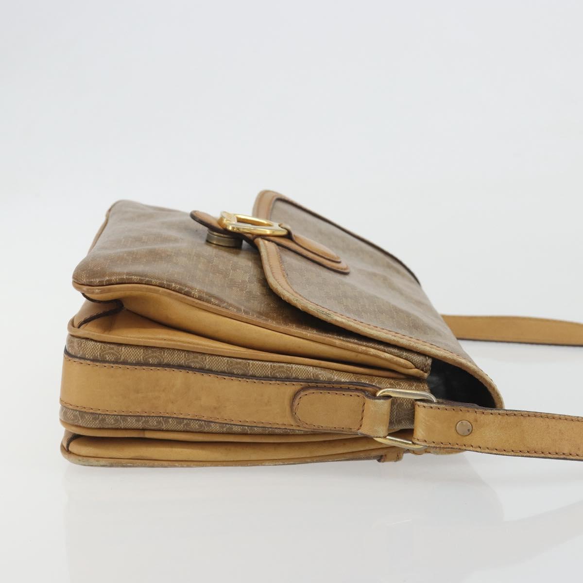 CELINE Macadam Canvas Shoulder Bag PVC Beige Gold Auth 194609