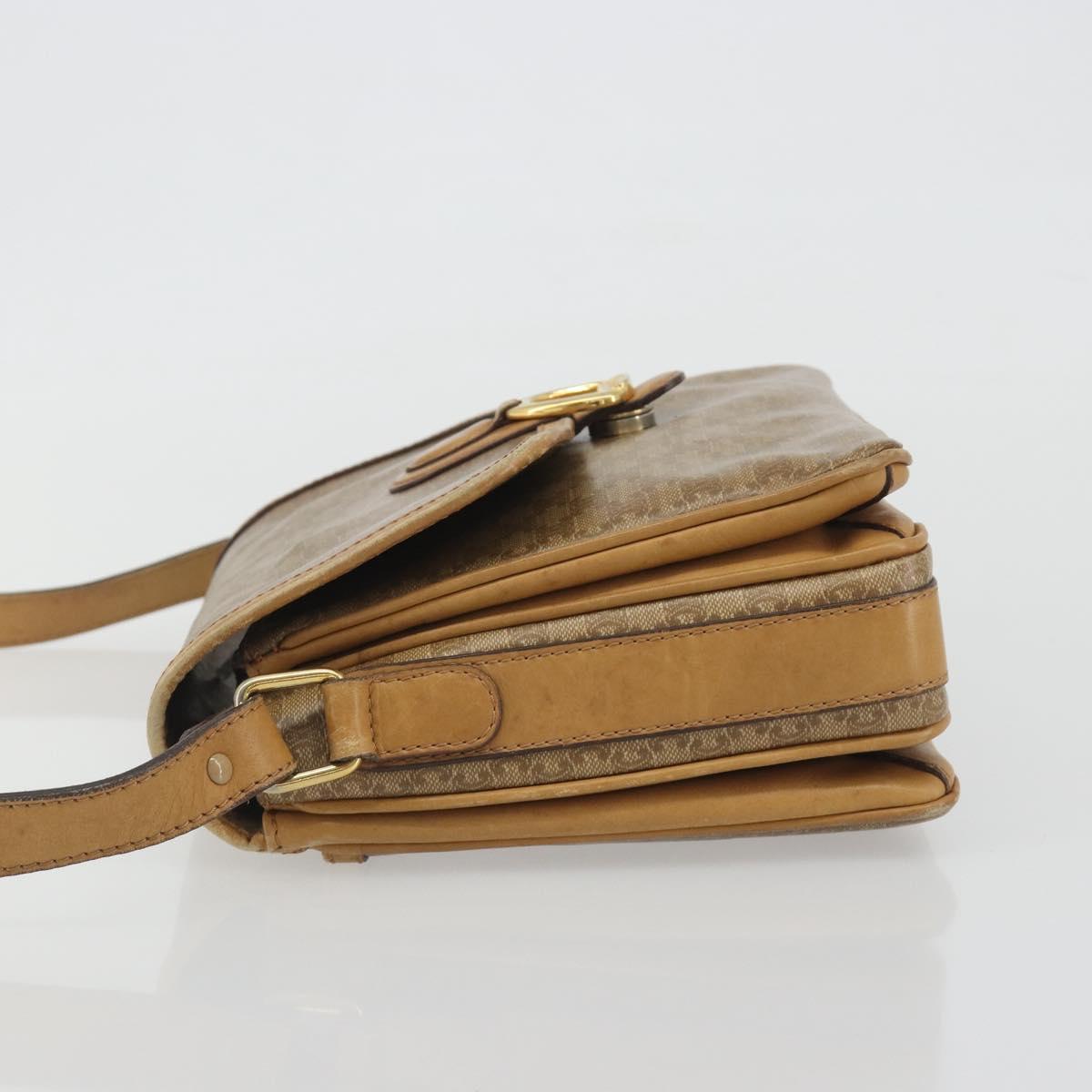 CELINE Macadam Canvas Shoulder Bag PVC Beige Gold Auth 194609