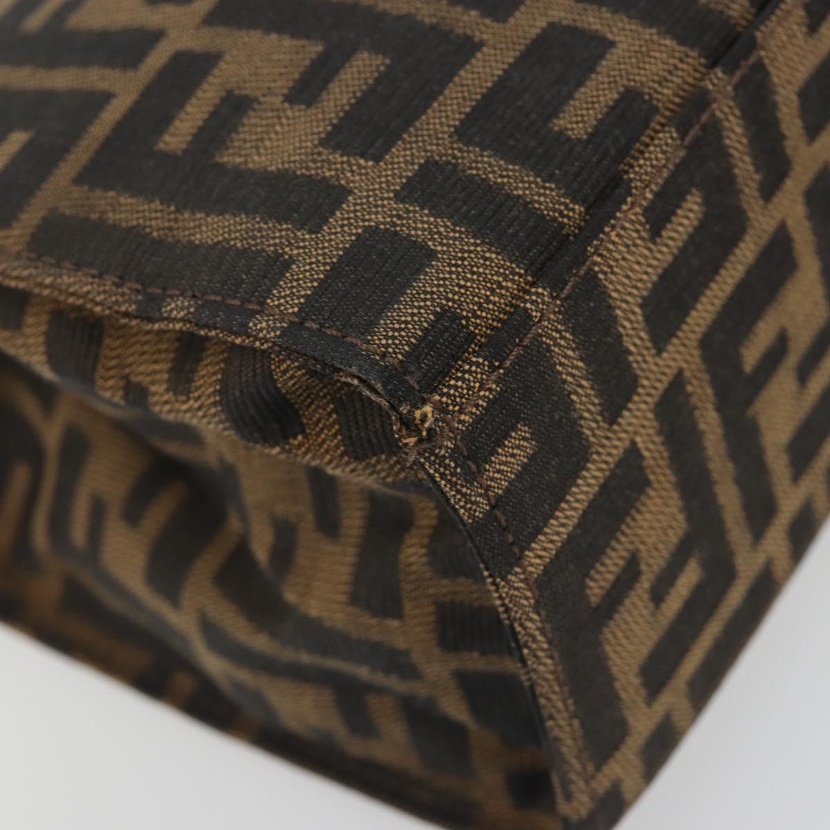 FENDI Zucca Canvas Mamma Baguette Tote Bag Brown Black Auth 194611