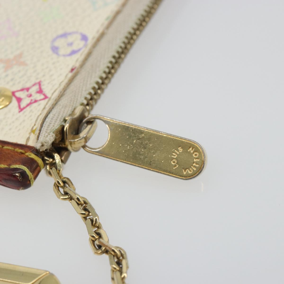 LOUIS VUITTON Monogram Multicolor Pochette Cles Purse White M92655 Auth 194618