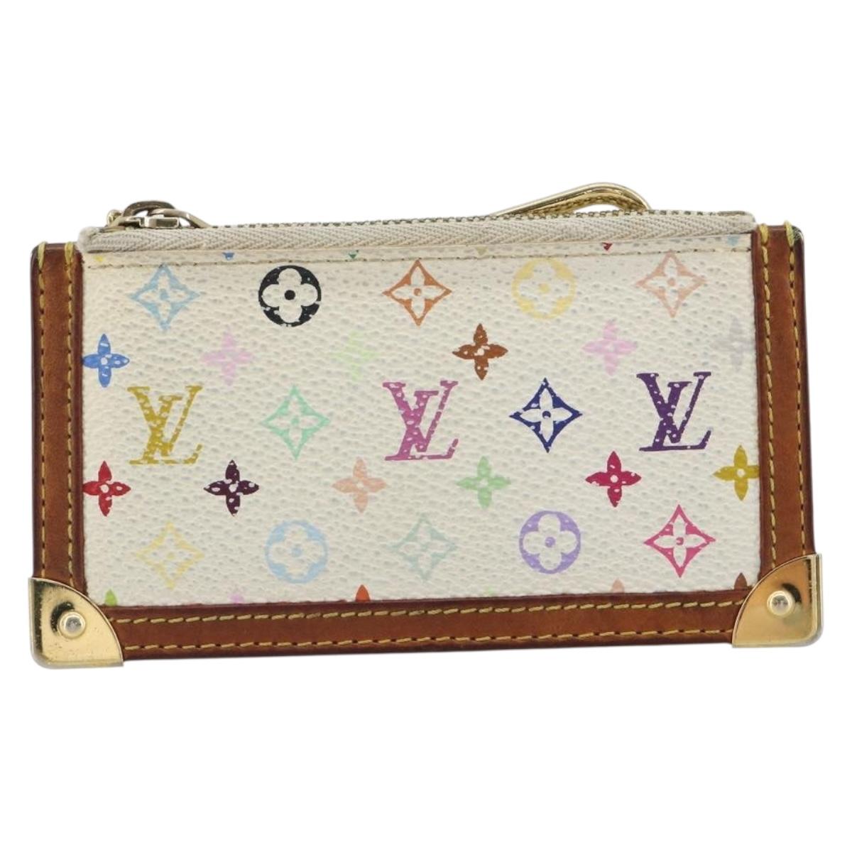 LOUIS VUITTON Monogram Multicolor Pochette Cles Purse White M92655 Auth 194618