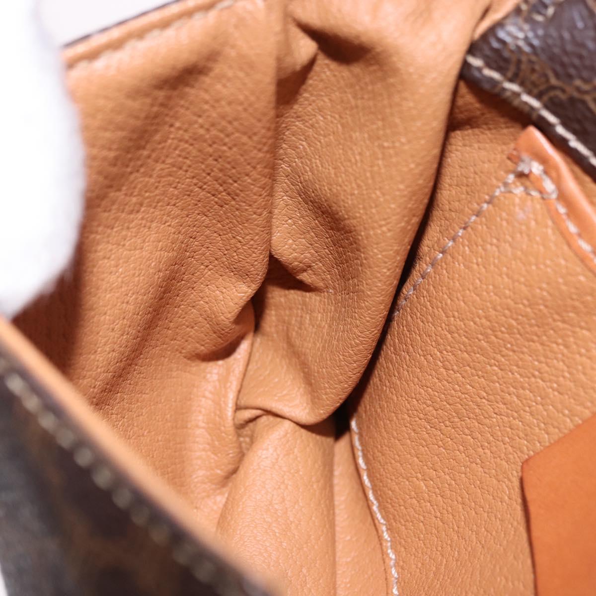 CELINE Macadam Canvas Waist Pouch PVC Leather Brown Gold Auth 194626A