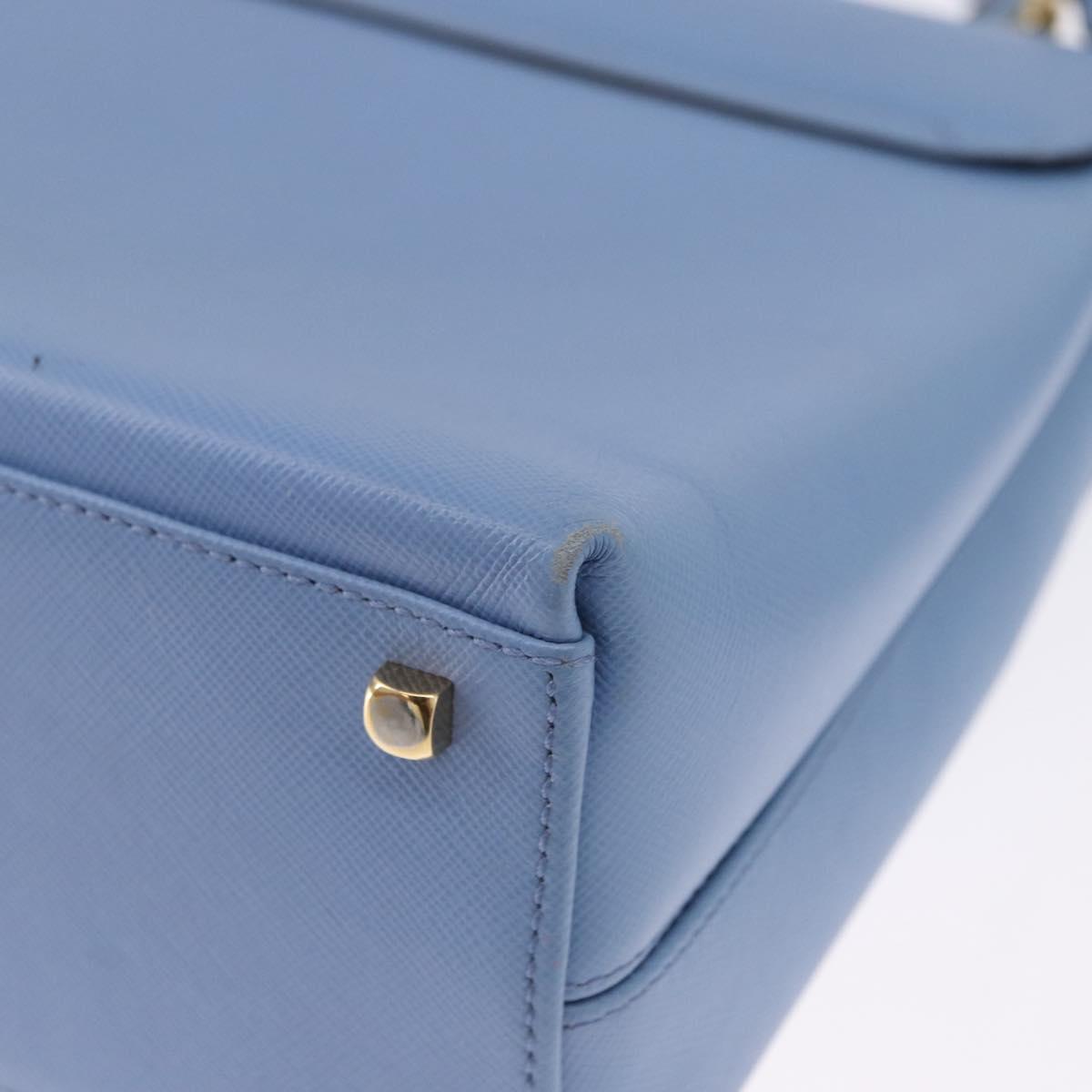 Salvatore Ferragamo Gancini Hand Bag Leather 2way Light Blue Gold Auth 194641A