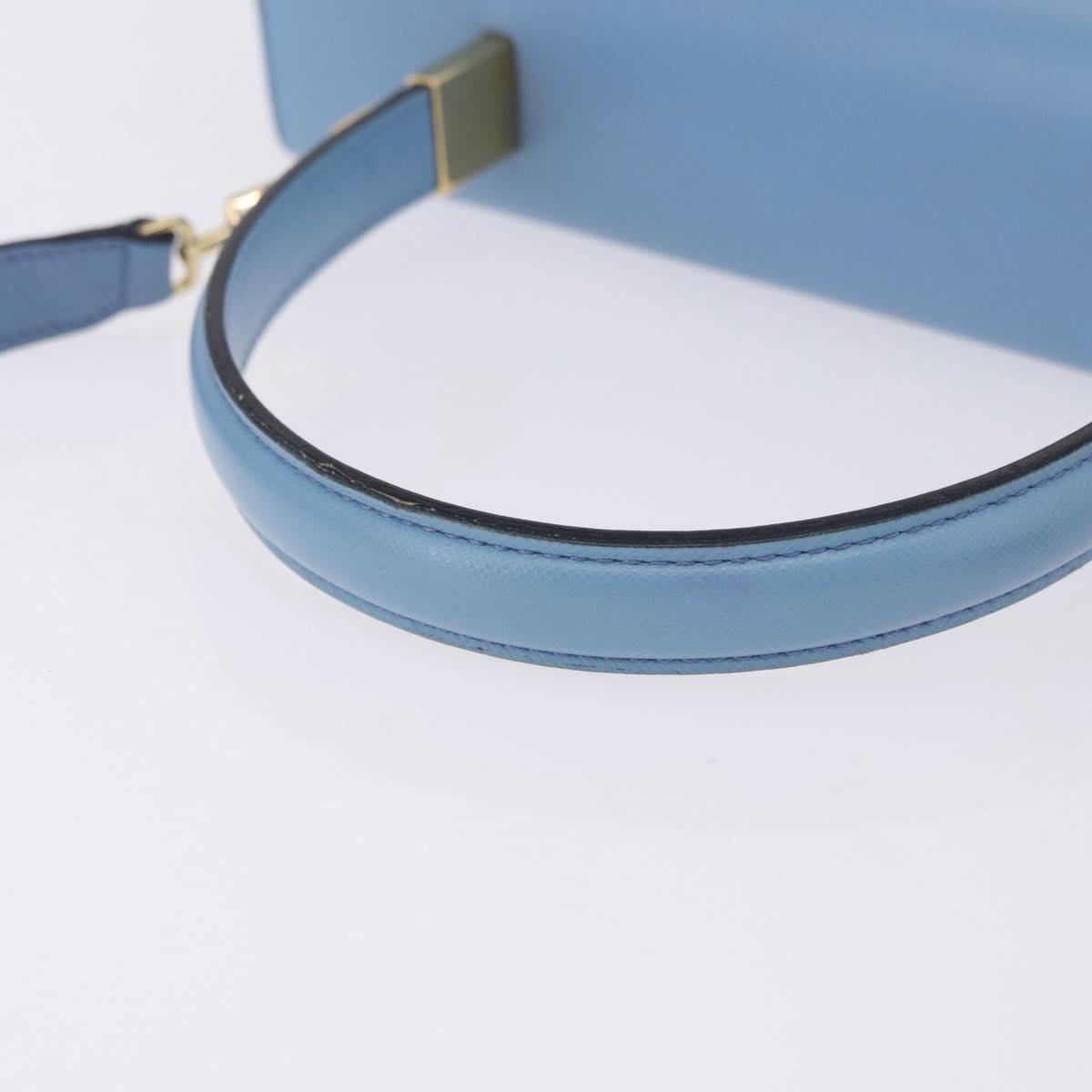 Salvatore Ferragamo Gancini Hand Bag Leather 2way Light Blue Gold Auth 194641A