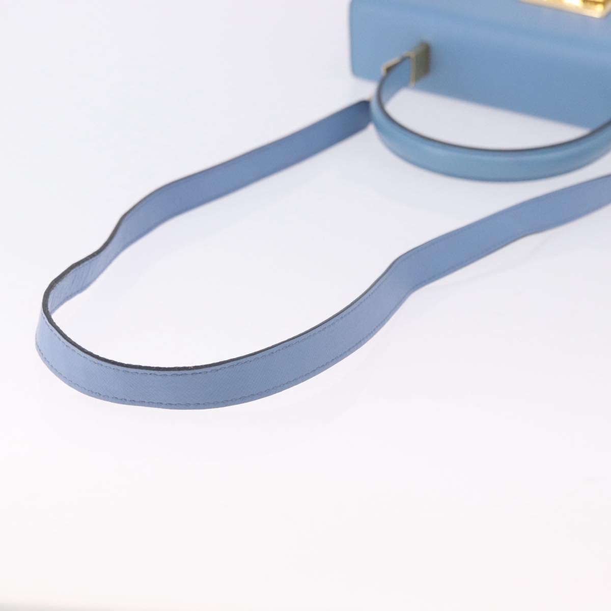 Salvatore Ferragamo Gancini Hand Bag Leather 2way Light Blue Gold Auth 194641A