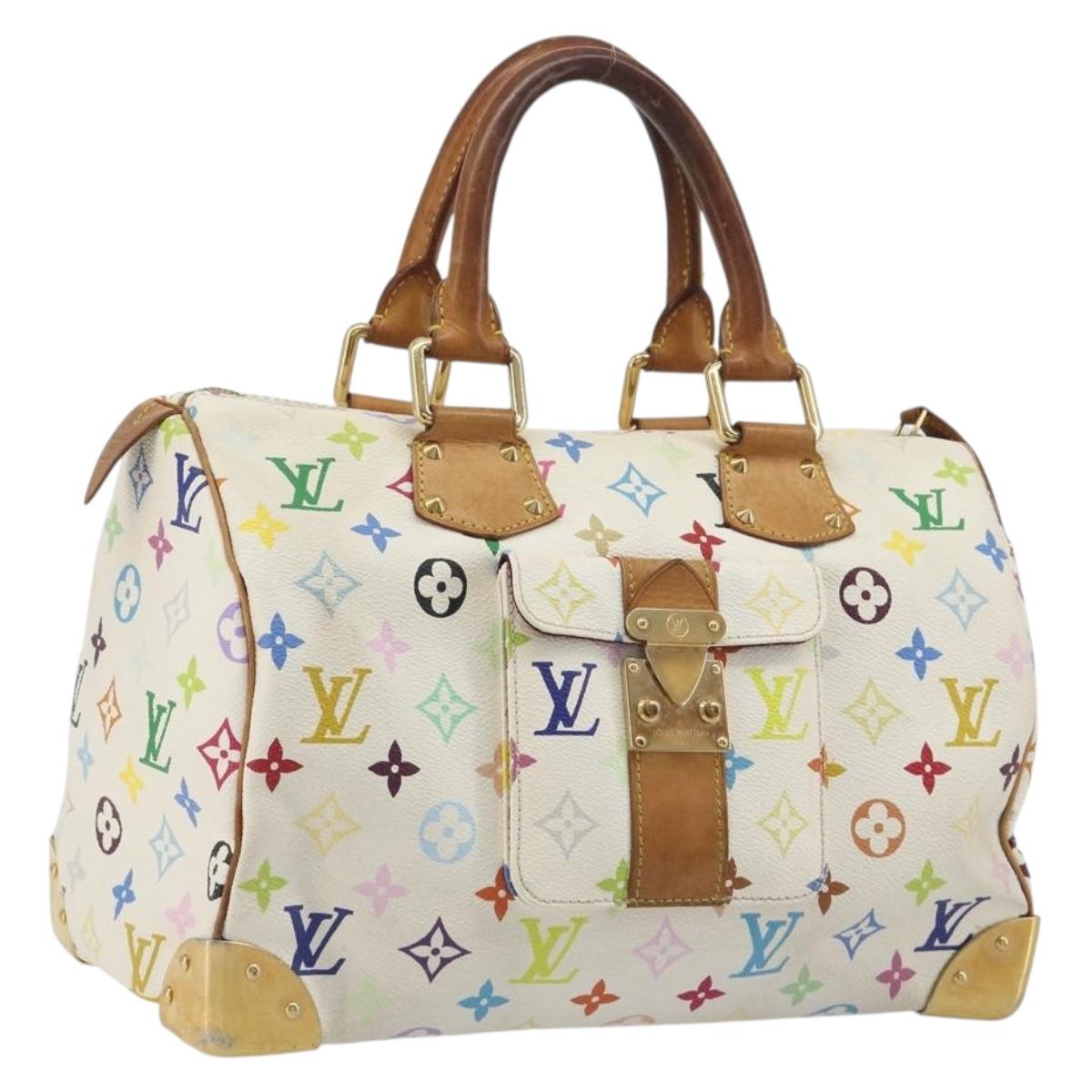 LOUIS VUITTON Monogram Multicolor Speedy 30 Bag White Bron M92643 LV Auth 194650
