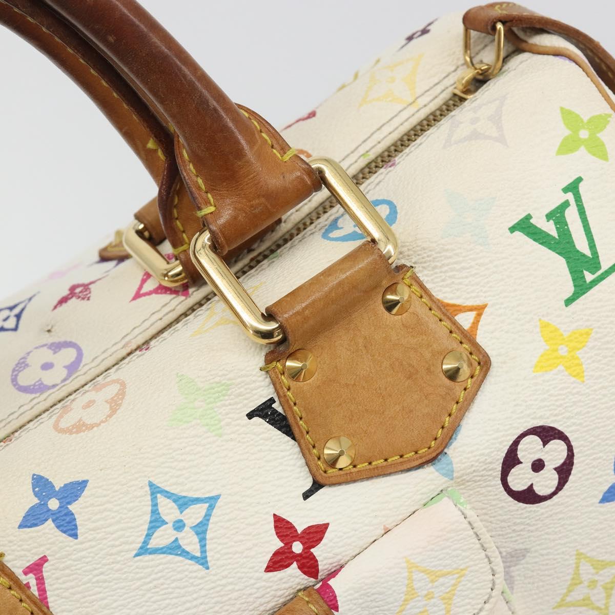 LOUIS VUITTON Monogram Multicolor Speedy 30 Bag White Bron M92643 LV Auth 194650