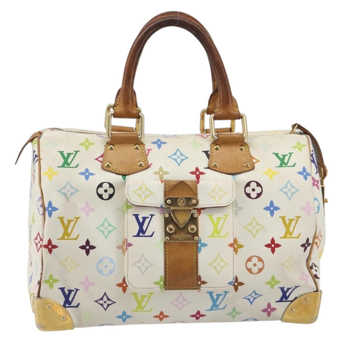 LOUIS VUITTON Monogram Multicolor Speedy 30 Bag White Bron M92643 LV Auth 194650