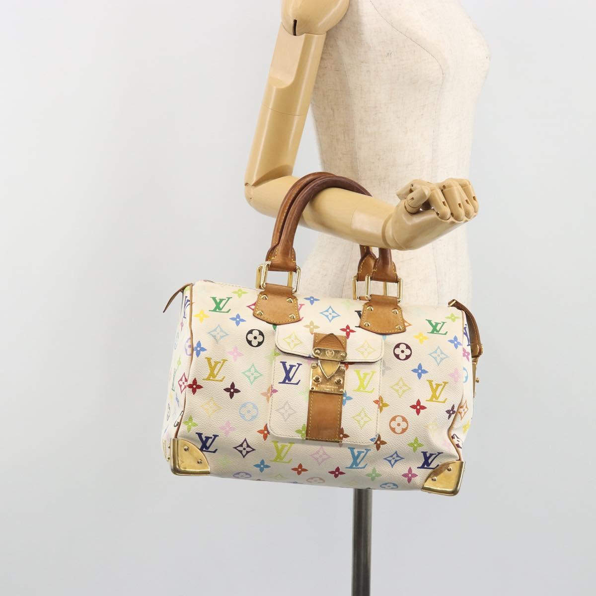LOUIS VUITTON Monogram Multicolor Speedy 30 Bag White Bron M92643 LV Auth 194650