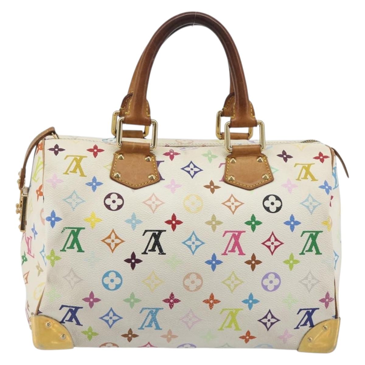 LOUIS VUITTON Monogram Multicolor Speedy 30 Bag White Bron M92643 LV Auth 194650