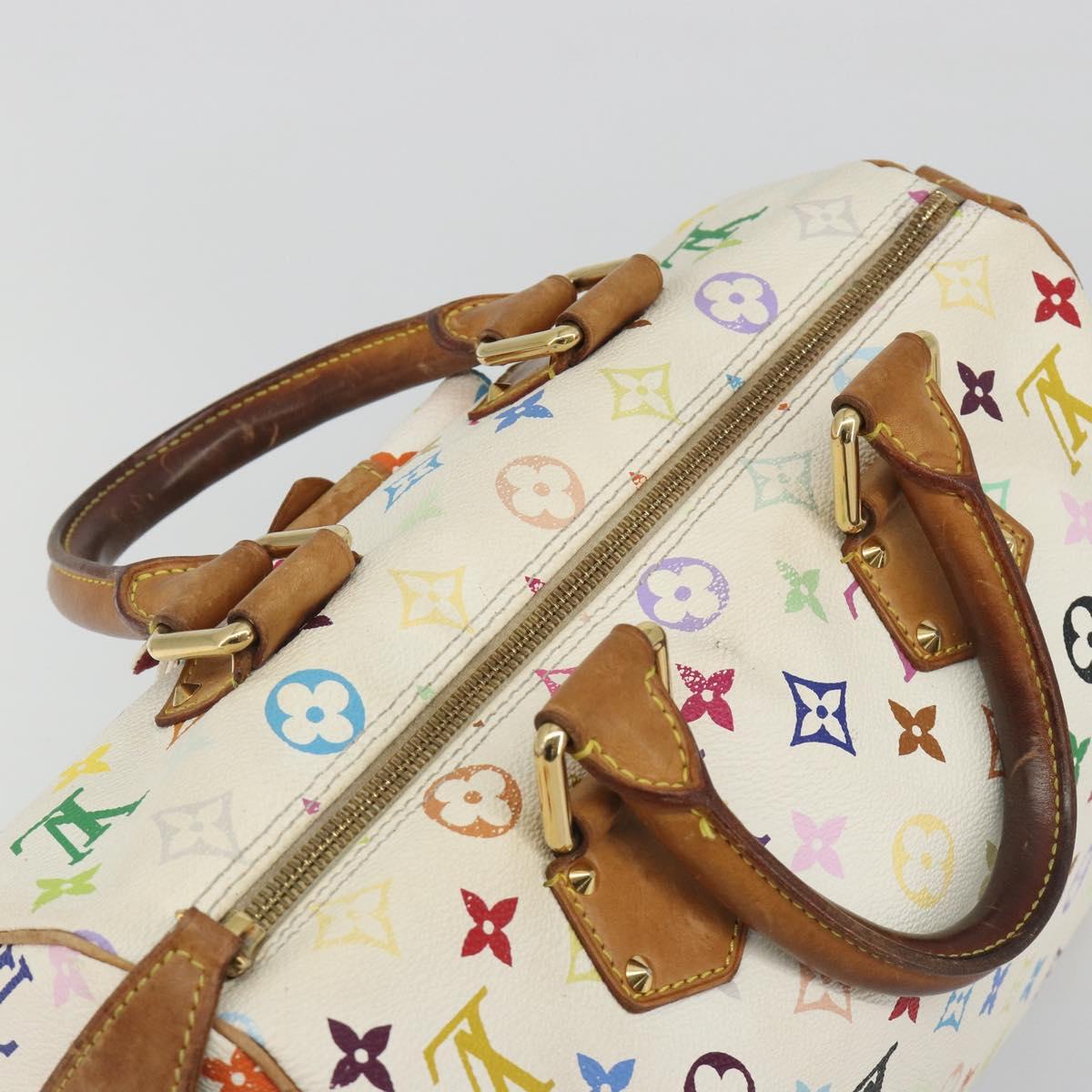LOUIS VUITTON Monogram Multicolor Speedy 30 Bag White Bron M92643 LV Auth 194650