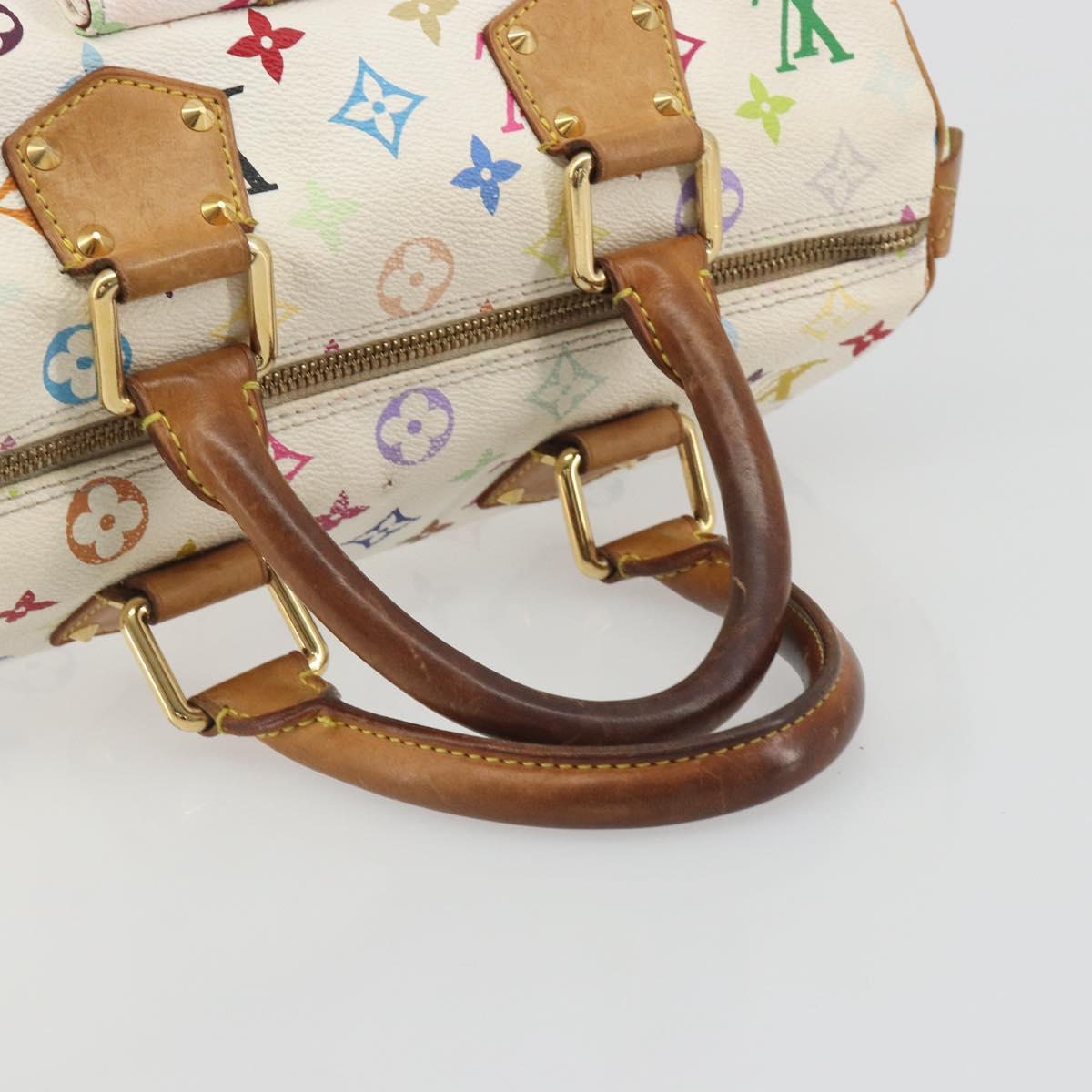 LOUIS VUITTON Monogram Multicolor Speedy 30 Bag White Bron M92643 LV Auth 194650
