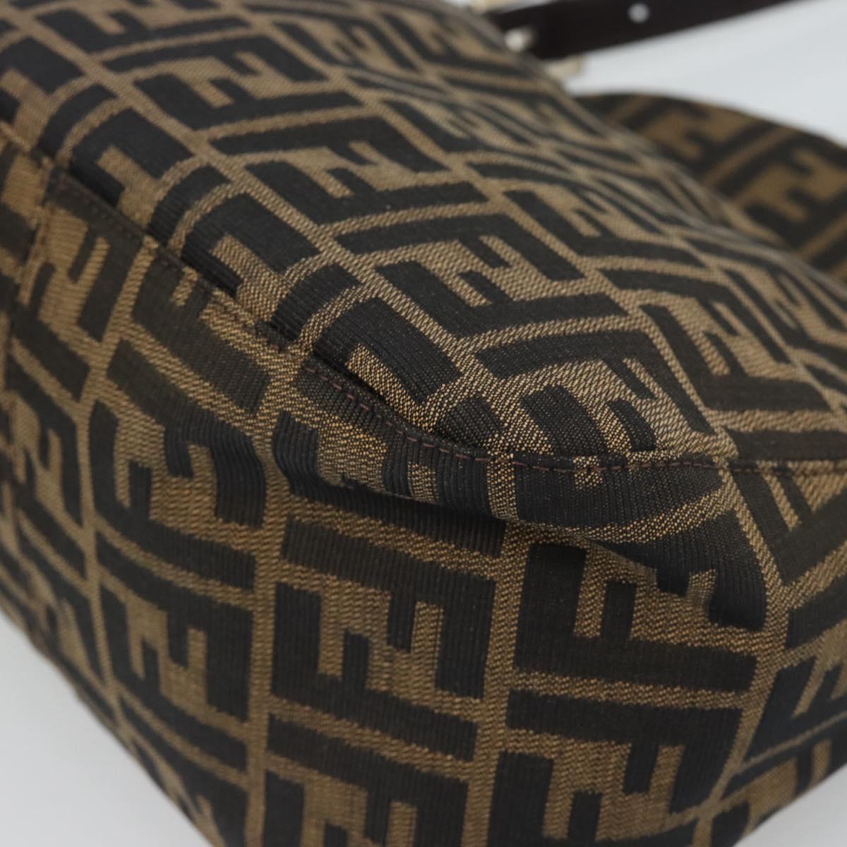 FENDI Zucca Canvas Mamma Baguette Shoulder Bag Brown Black Auth 194653V
