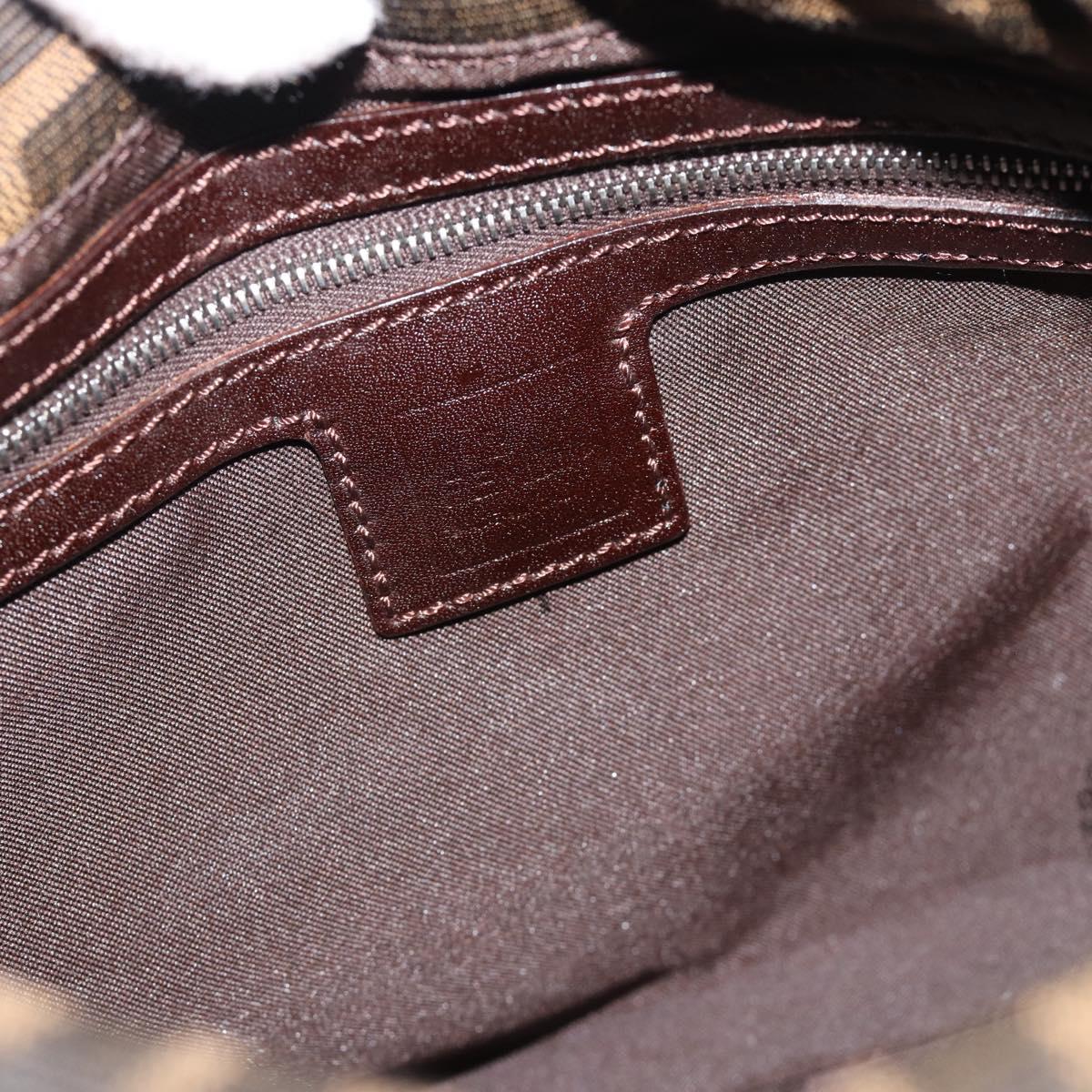 FENDI Zucca Canvas Mamma Baguette Shoulder Bag Brown Black Auth 194653V