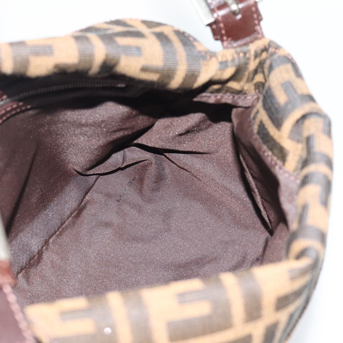 FENDI Zucca Canvas Mamma Baguette Shoulder Bag Brown Black Auth 194653V